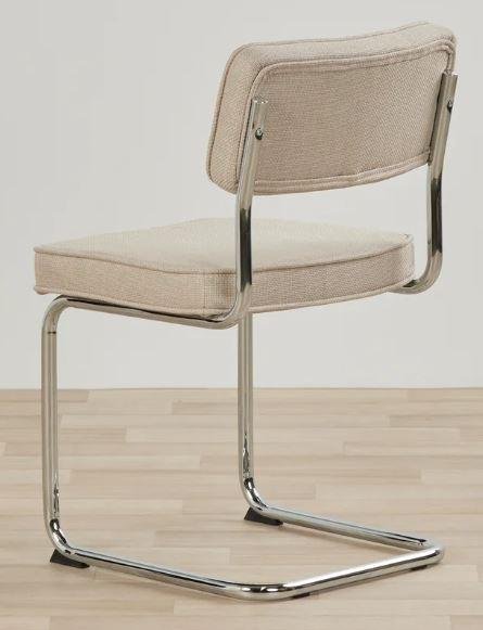 Rupert spisebordsstol - sand polyester stof og krom metal