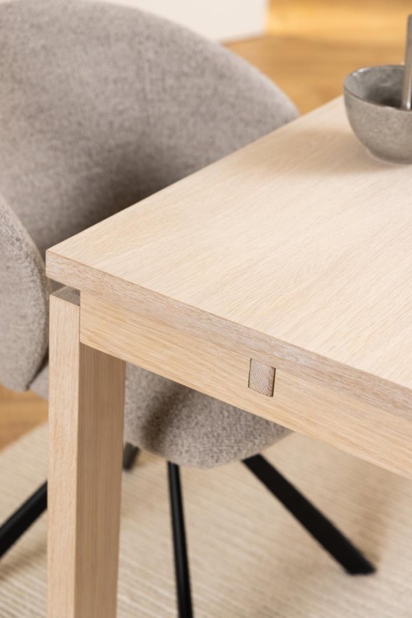 ACT NORDIC Linley spisebord, m. udtrk - hvidpigmenteret egefinér og eg (200x100)