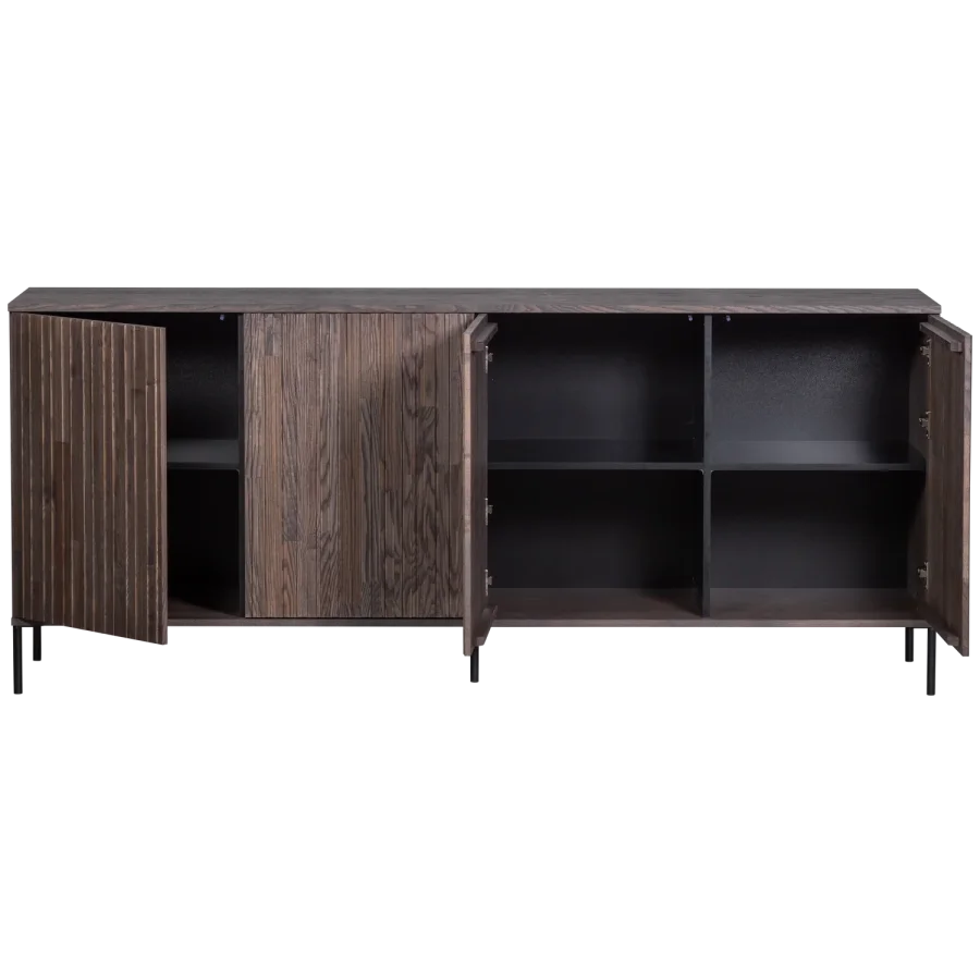 WOOOD New Gravure sknk, m. 4 lger og 4 hylder - espresso askefinér