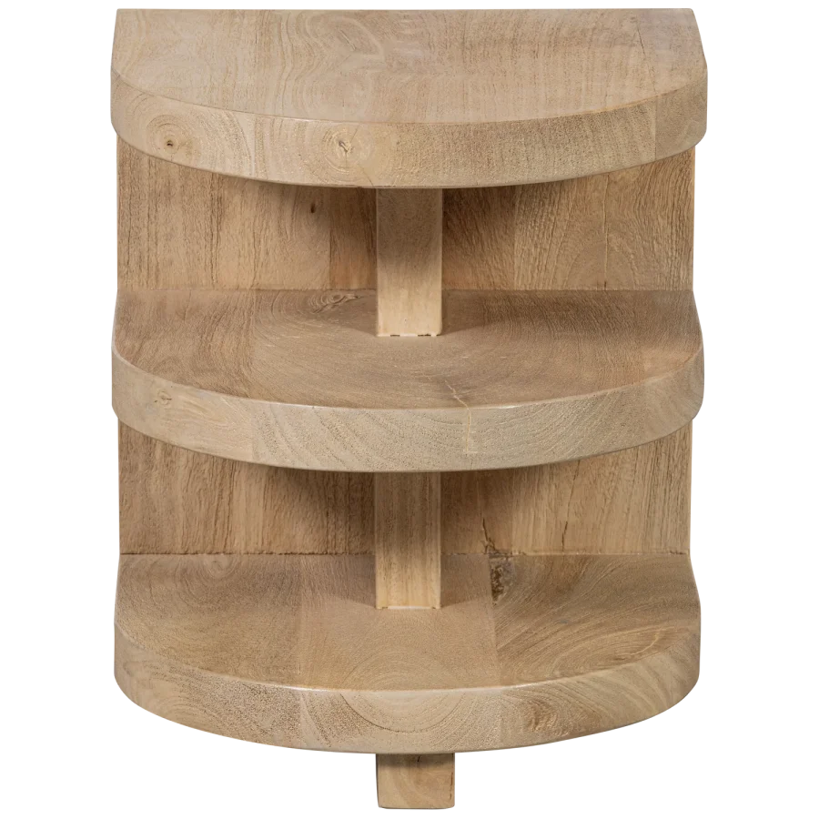 WOOOD Darren sidebord, m. 2 hylder, halvcirkelformet - natur mangotr (36x36)