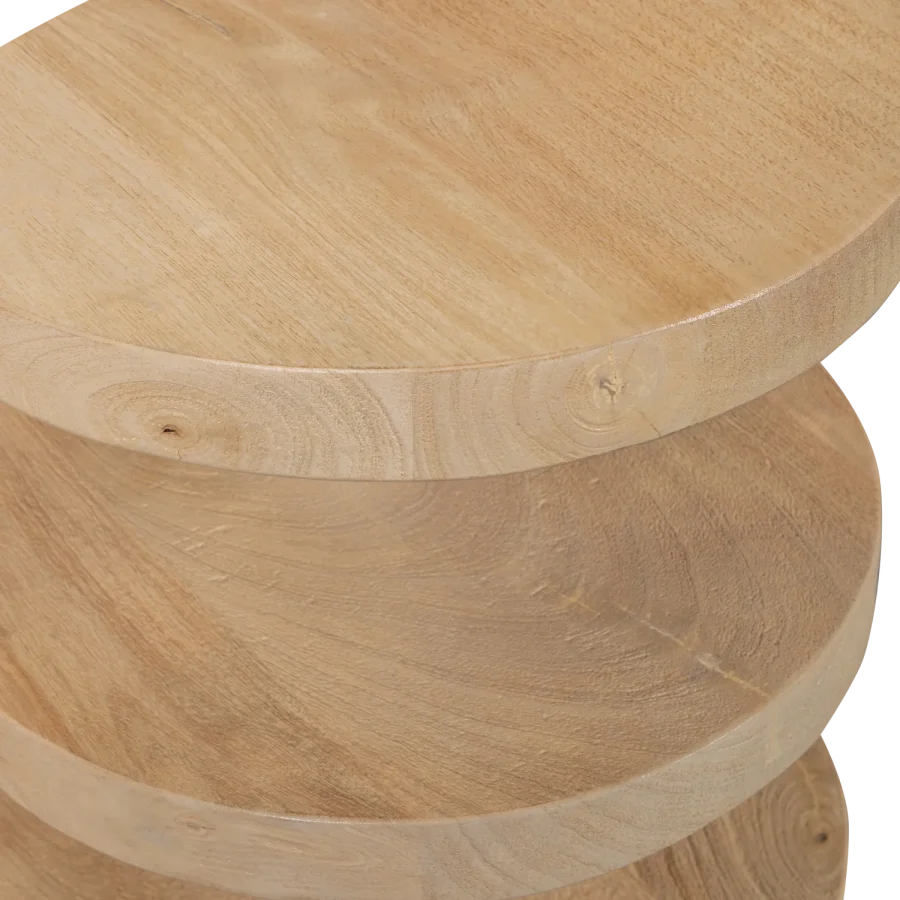 WOOOD Darren sidebord, m. 2 hylder, halvcirkelformet - natur mangotr (36x36)