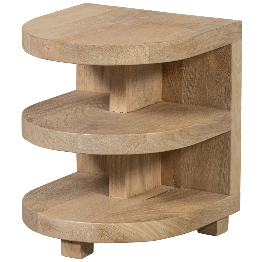 WOOOD Darren sidebord, m. 2 hylder, halvcirkelformet - natur mangotr (36x36)