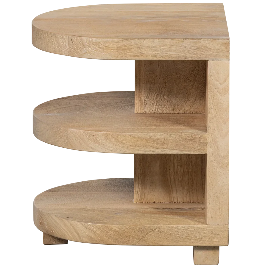 WOOOD Darren sidebord, m. 2 hylder, halvcirkelformet - natur mangotr (36x36)