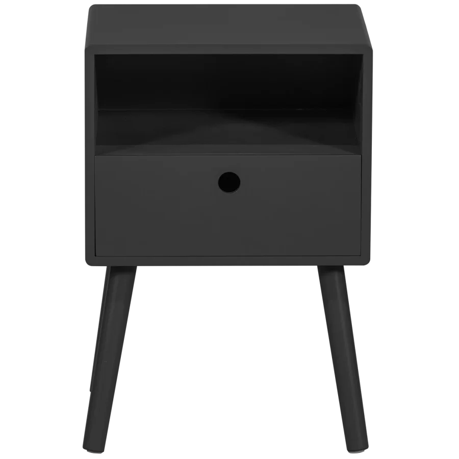 WOOOD Ozzy natbord, m. 1 rum og 1 skuffe - sort MDF (36x30)