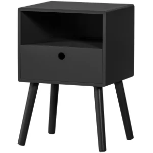 WOOOD Ozzy natbord, m. 1 rum og 1 skuffe - sort MDF (36x30)