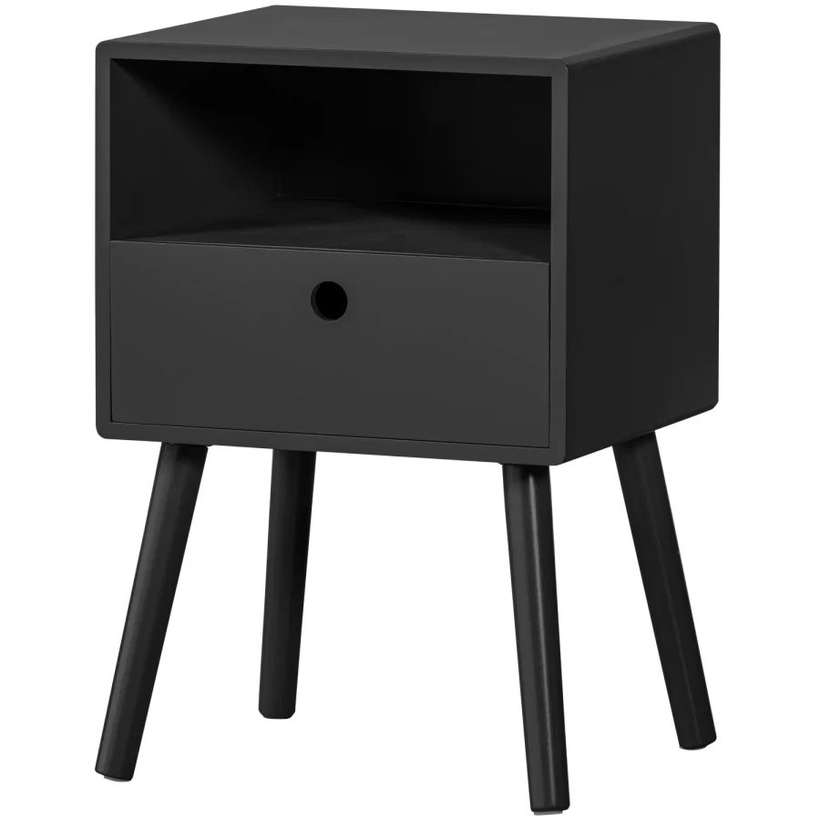 WOOOD Ozzy natbord, m. 1 rum og 1 skuffe - sort MDF (36x30)