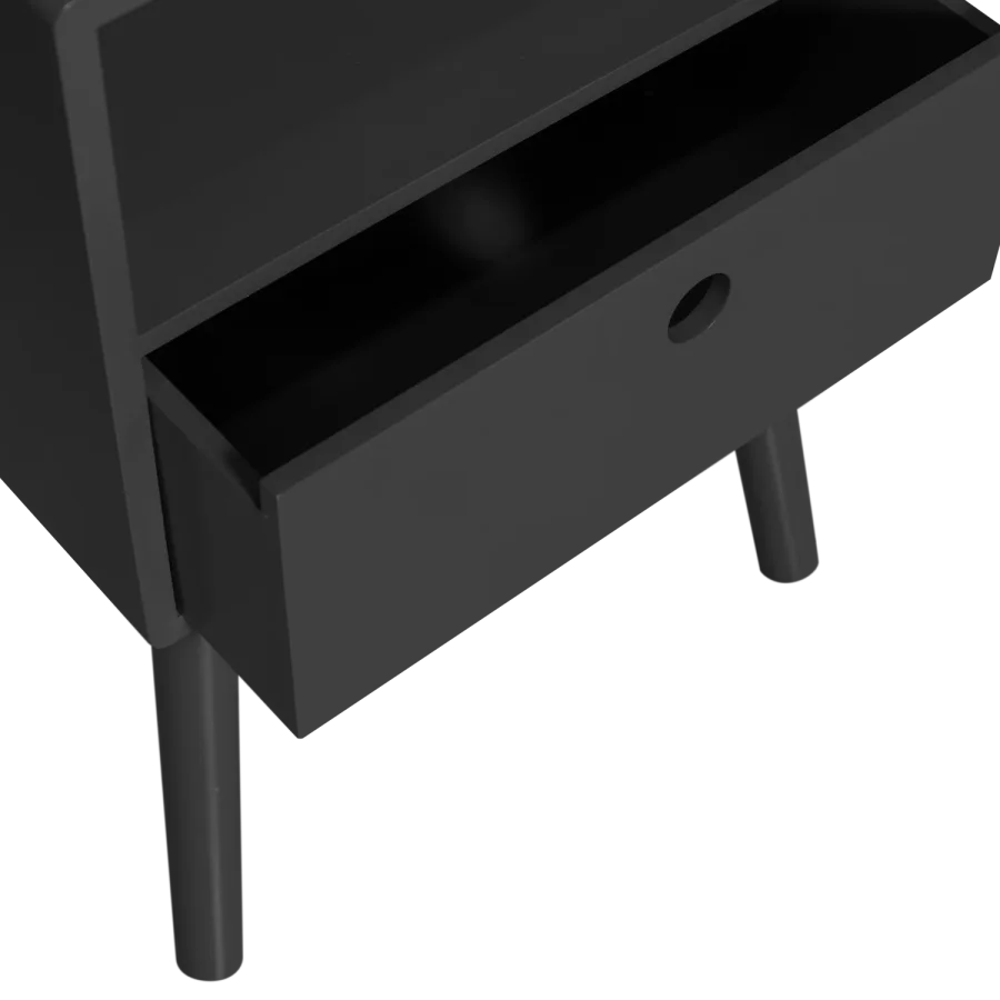 WOOOD Ozzy natbord, m. 1 rum og 1 skuffe - sort MDF (36x30)