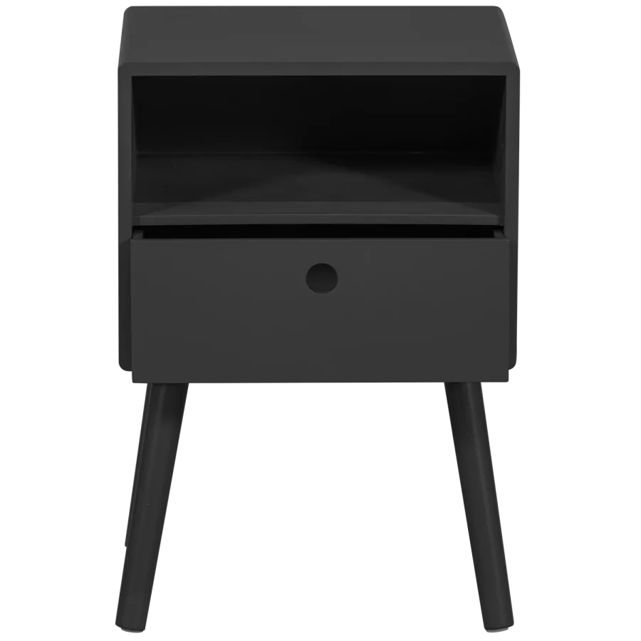 WOOOD Ozzy natbord, m. 1 rum og 1 skuffe - sort MDF (36x30)