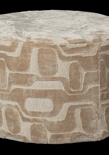 WOOOD Yago puf, rund - natur mnster stof (60x43)
