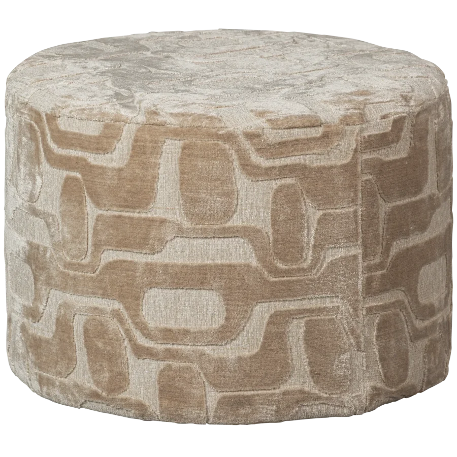 WOOOD Yago puf, rund - natur mnster stof (60x43)