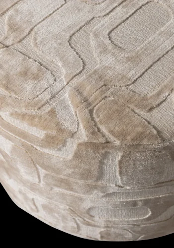 WOOOD Yago puf, rund - natur mnster stof (60x43)