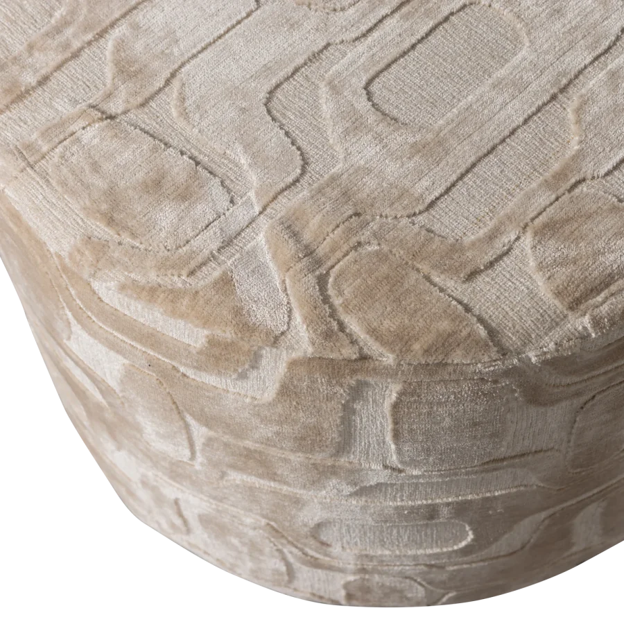 WOOOD Yago puf, rund - natur mnster stof (60x43)