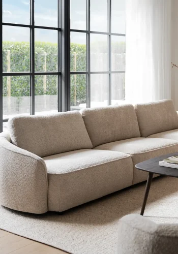 ROWICO Norris soffa 4-sits ljusbeige tyg Anna #2 (c3)
