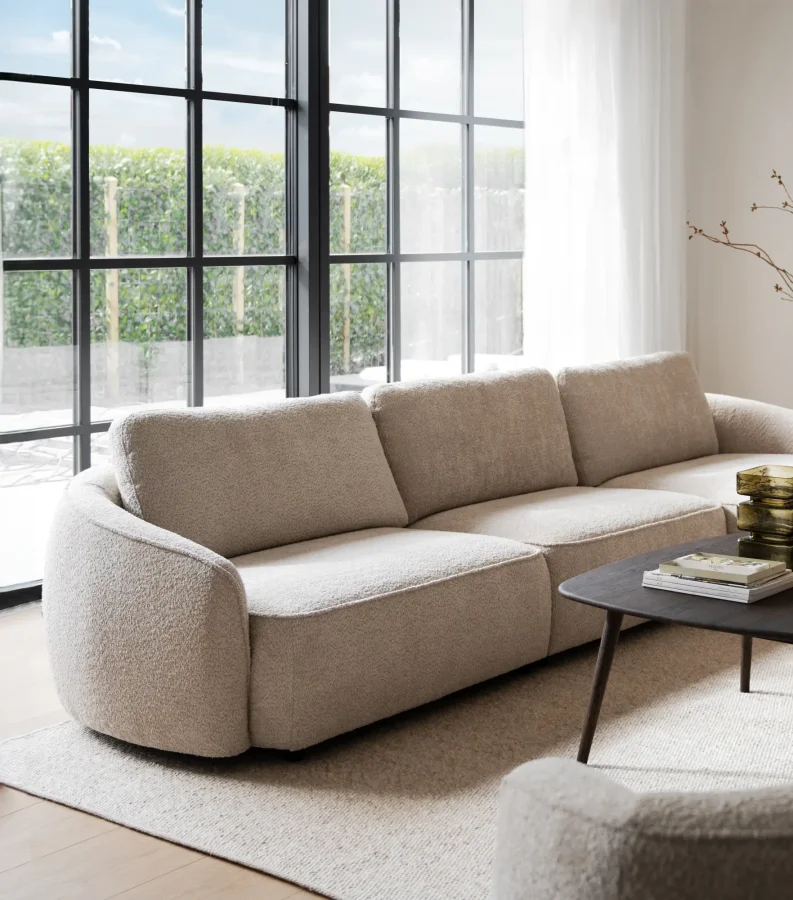 ROWICO Norris soffa 4-sits ljusbeige tyg Anna #2 (c3)