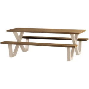 WOOOD Tablo Picknickbord f�r tr�dg�rden Ayous Sand X-Poot Metall [Fsc]