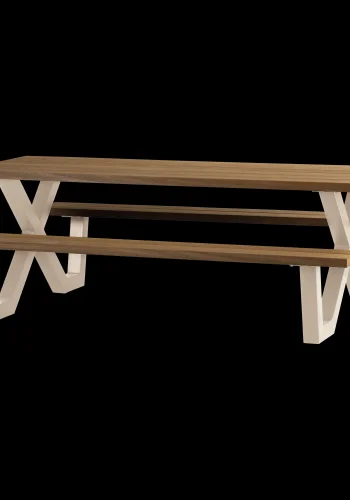 WOOOD Tablo hagepiknikbord Ayous sand X-Poot metall [Fsc]