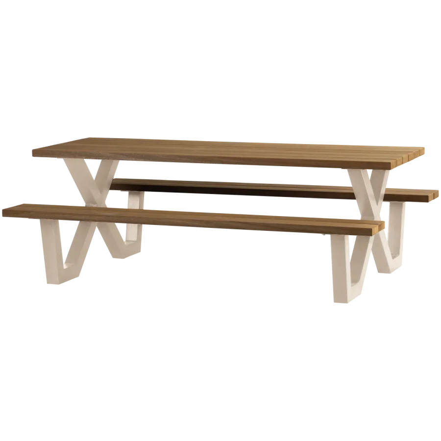 WOOOD Tablo hagepiknikbord Ayous sand X-Poot metall [Fsc]