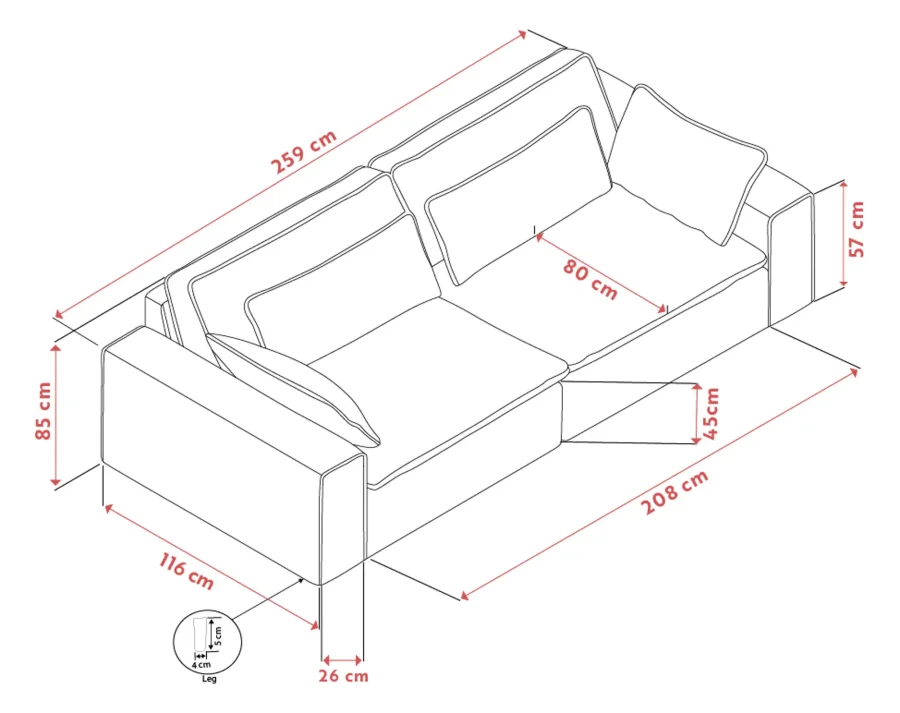 ROWICO Rawlins soffa 3-sits Maxi ljusbeige tyg Sandra #903 (c2)