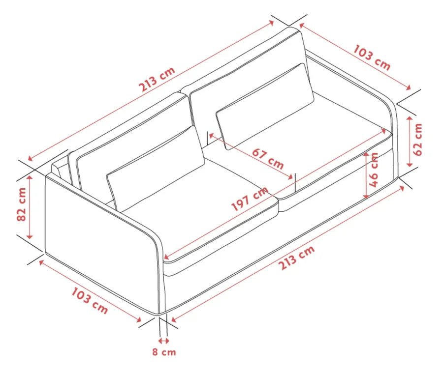 ROWICO Peyton soffa 3-sits beige tyg Ursula #282 (c3)