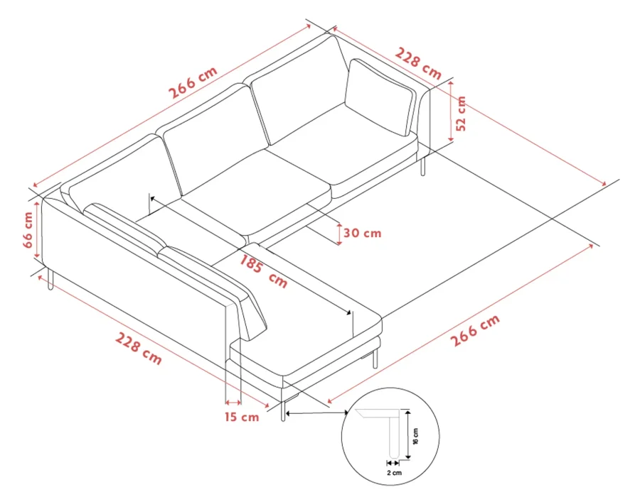 ROWICO Corwin h�rnsoffa 2,5+2,5-sits �ppen �nde L ljusbeige tyg Rita #1 (c2)