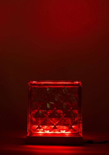 LUMI Mood Block bordlampe - klar glas og tr