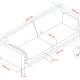 ROWICO Corwin soffa 3-sits ljusbeige tyg Rita #1 (c2)