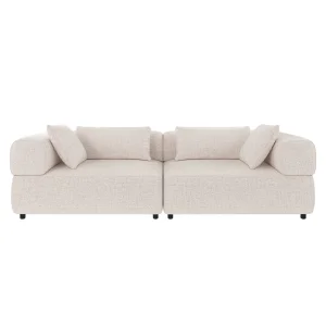 ROWICO Falkner soffa 3-sits ljusbeige tyg Oscar #1 (c3)