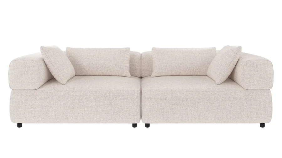 ROWICO Falkner soffa 3-sits ljusbeige tyg Oscar #1 (c3)