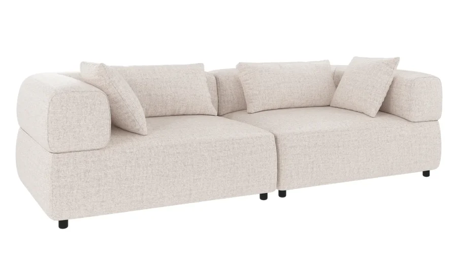 ROWICO Falkner soffa 3-sits ljusbeige tyg Oscar #1 (c3)