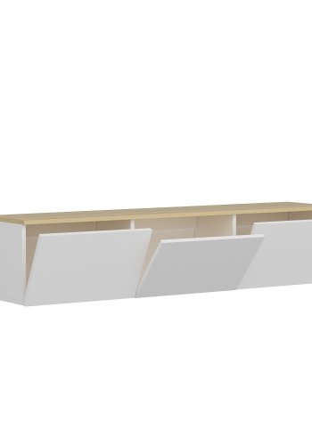 NORDVRK Neon TV-bord, m. 3 drer - hvit og eik melamin (169x32)