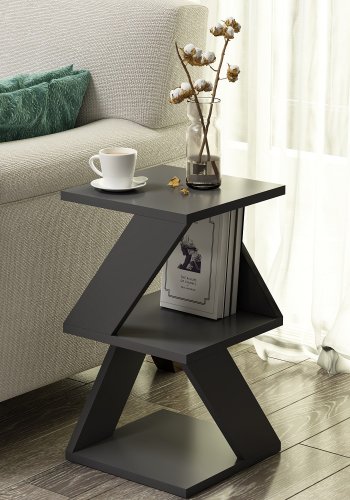 NORDVRK Albeni sidebord, m. hylle - antrasittgr melamin (30x30)