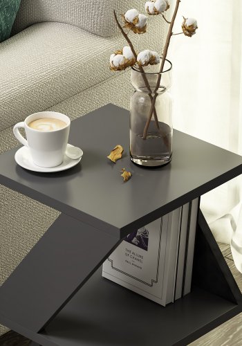 NORDVRK Albeni sidebord, m. hylle - antrasittgr melamin (30x30)