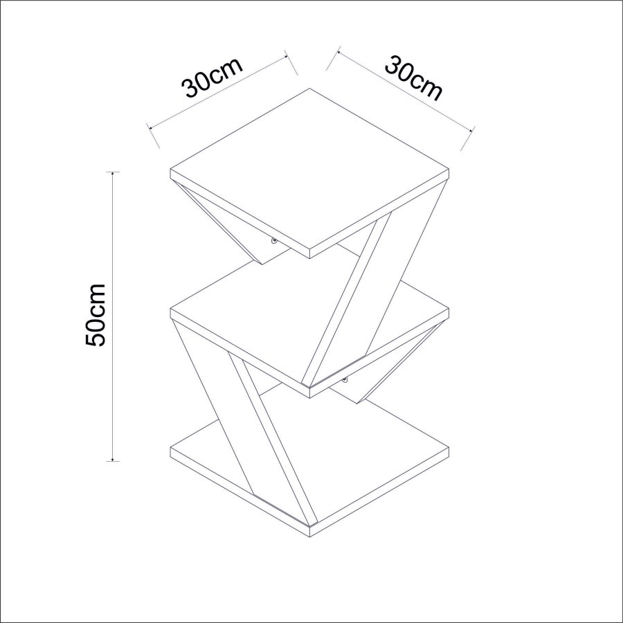 NORDVRK Albeni sidebord, m. hylle - antrasittgr melamin (30x30)
