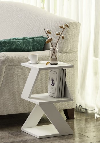 NORDVRK Albeni sidebord, m. hylle - hvit melamin (30x30)