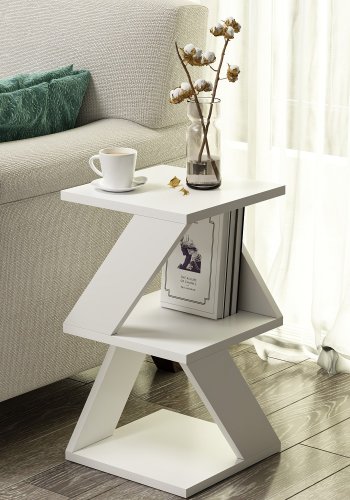 NORDVRK Albeni sidebord, m. hylle - hvit melamin (30x30)