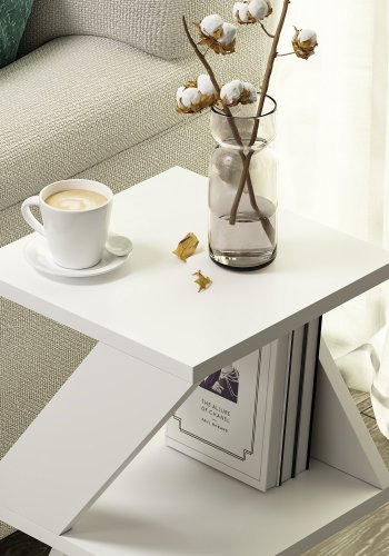 NORDVRK Albeni sidebord, m. hylle - hvit melamin (30x30)