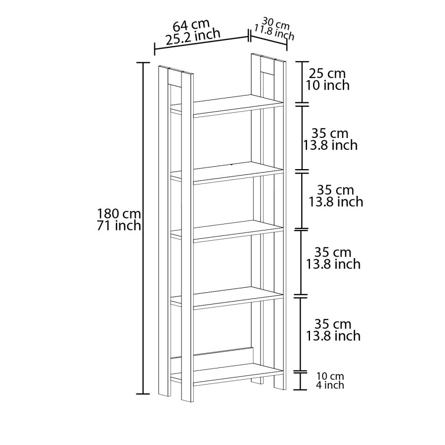 FUNZI LIVING Country bokhylle - eik melamin