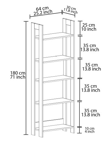 FUNZI LIVING Country bokhylle - gr melamin