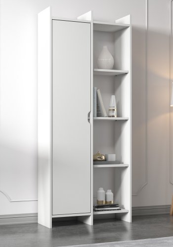 FUNZI LIVING Tilbud bokhylle, m. 1 dr - hvit melamin