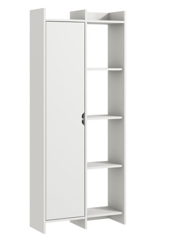 FUNZI LIVING Tilbud bokhylle, m. 1 dr - hvit melamin