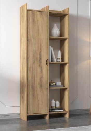 FUNZI LIVING Tilbud bokhylle, m. 1 dr - eik melamin