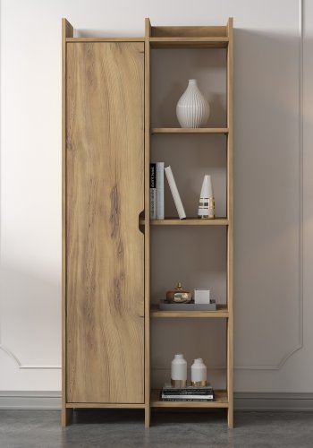 FUNZI LIVING Tilbud bokhylle, m. 1 dr - eik melamin