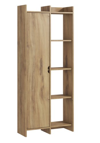 FUNZI LIVING Tilbud bokhylle, m. 1 dr - eik melamin