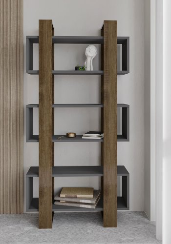 FUNZI LIVING Milano bokhylle - valntt og antrasittgr melamin