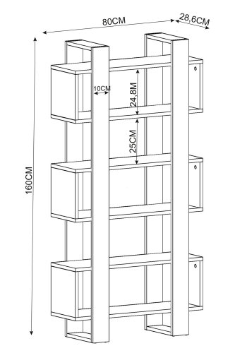 FUNZI LIVING Milano bokhylle - valntt og antrasittgr melamin