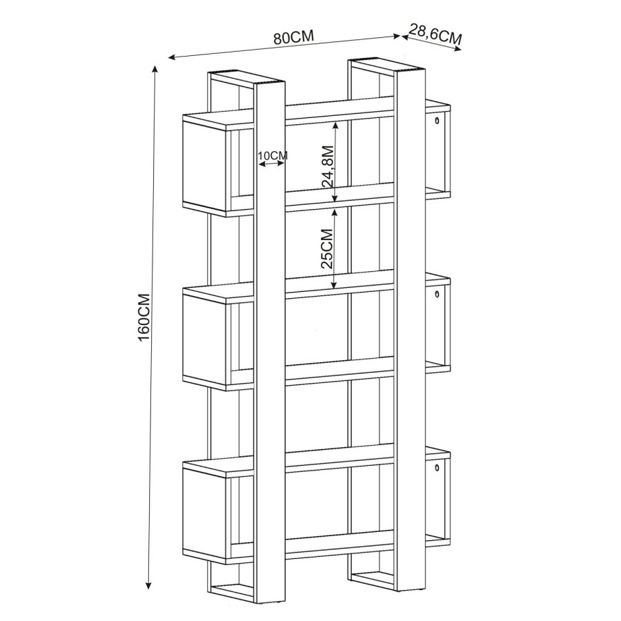 FUNZI LIVING Milano bokhylle - valntt og antrasittgr melamin