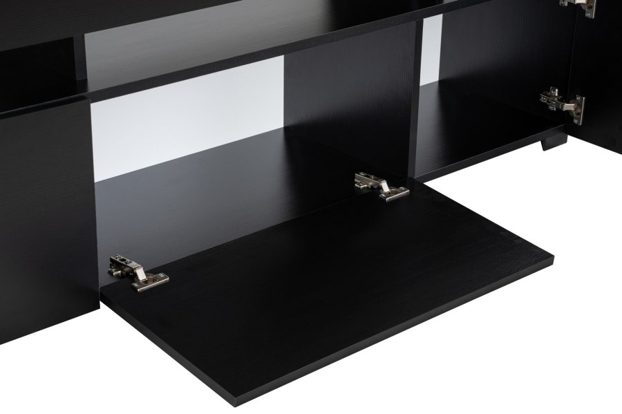 NORDVRK Beliz TV-bord, m. PVC-kant LED-lys - tre svart melamin (192x37)