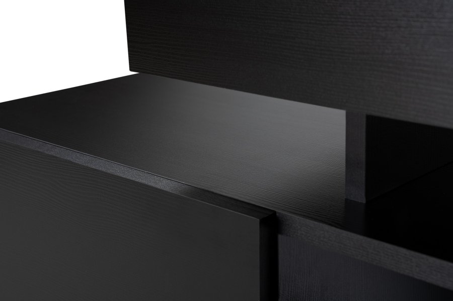 NORDVRK Beliz TV-bord, m. PVC-kant LED-lys - tre svart melamin (192x37)