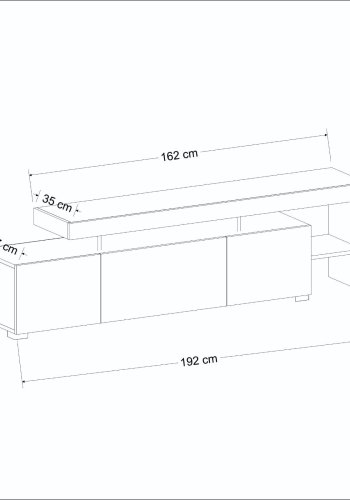 NORDVRK Beliz TV-bord, m. PVC-kant LED-lys - tre svart melamin (192x37)