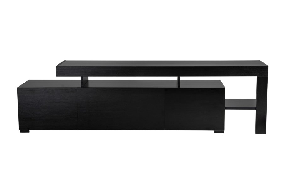 NORDVRK Beliz TV-bord, m. PVC-kant LED-lys - tre svart melamin (192x37)